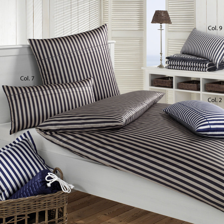 Elegante Jersey-Bettw&auml;sche Newport (3359) Kissenb.40x80cm navy-blau