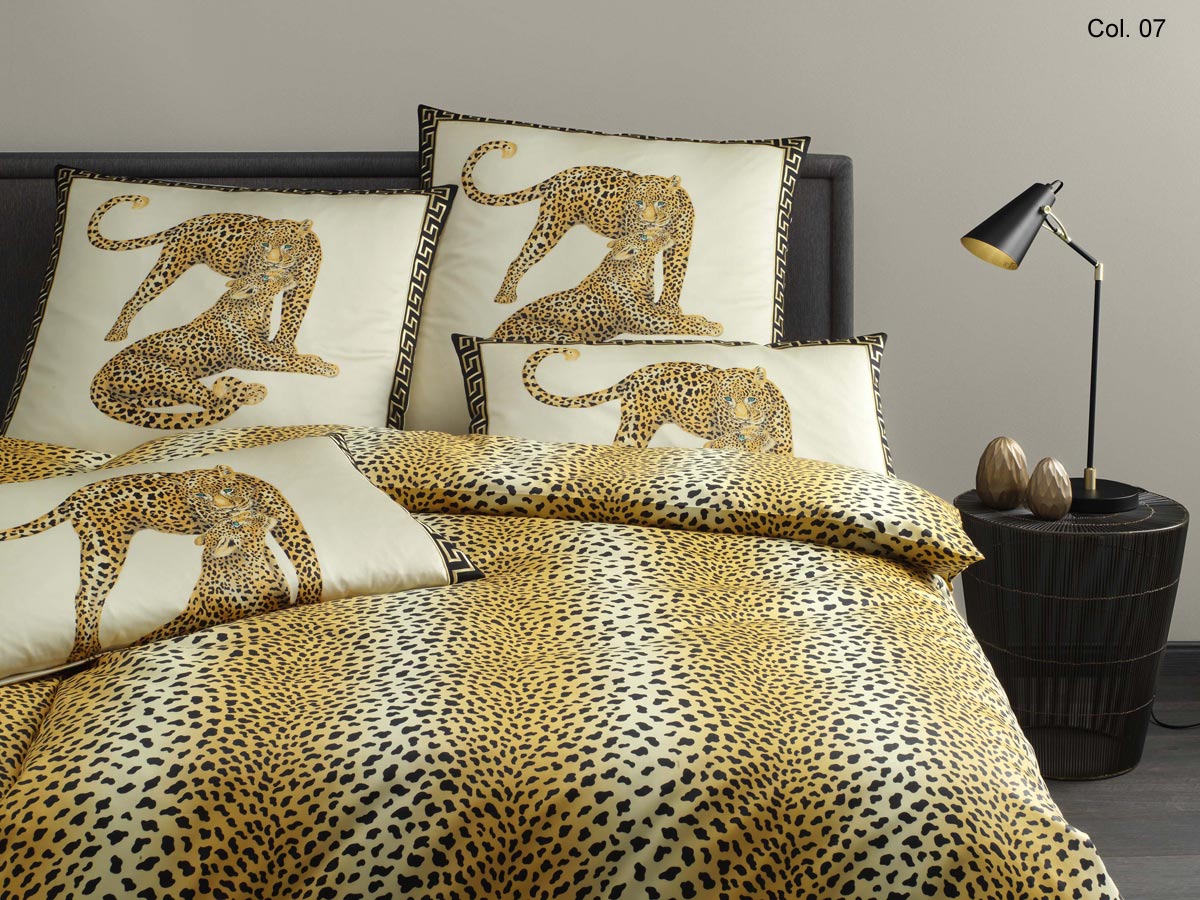 Elegante Satin-Bettw&auml;sche Gepard Pair (2352) Nackenr.15x40cm schwarz