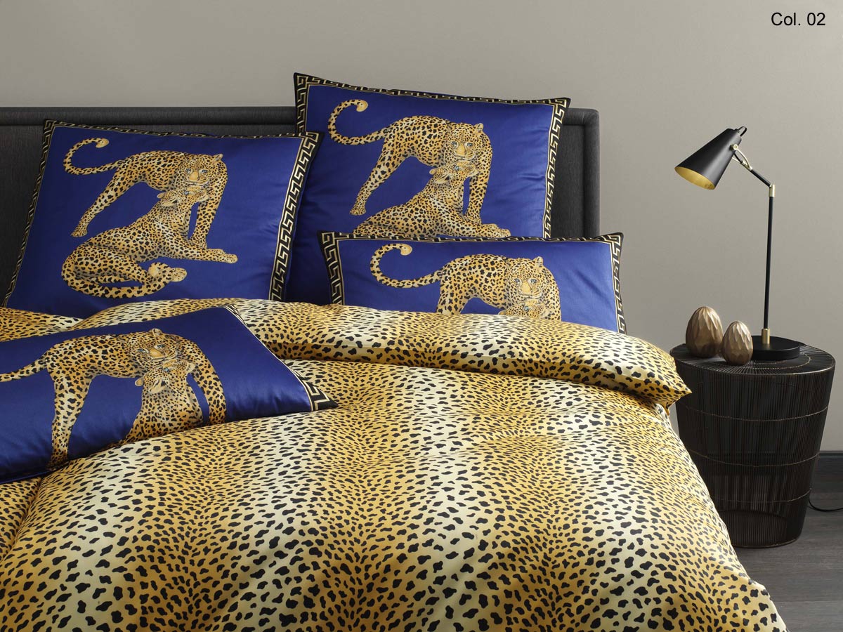 Elegante Satin-Bettw&auml;sche Gepard Pair (2352) 135x200cm kobalt