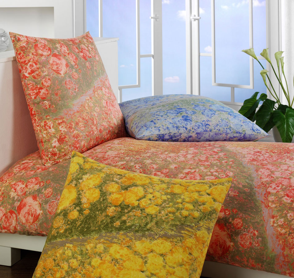 Elegante Jersey-Bettw&auml;sche Vilette (3406) 155x220cm himmelblau