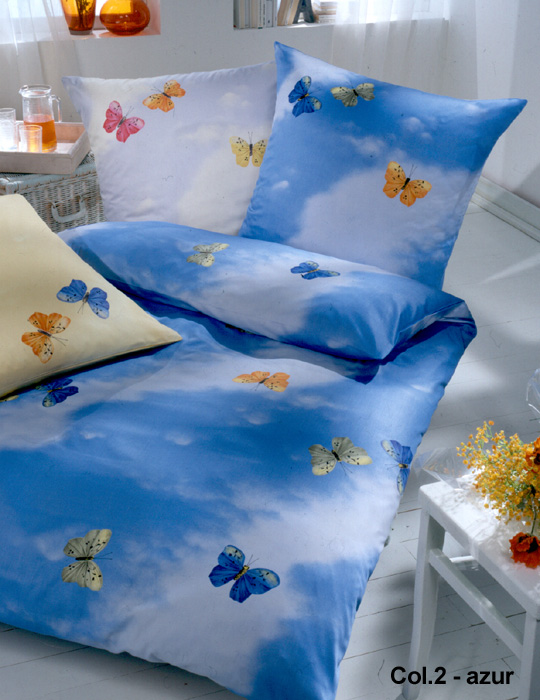 Yes for Bed Maco-Satin-Bettw&auml;sche Papillon (1164) 135x200cm bleu