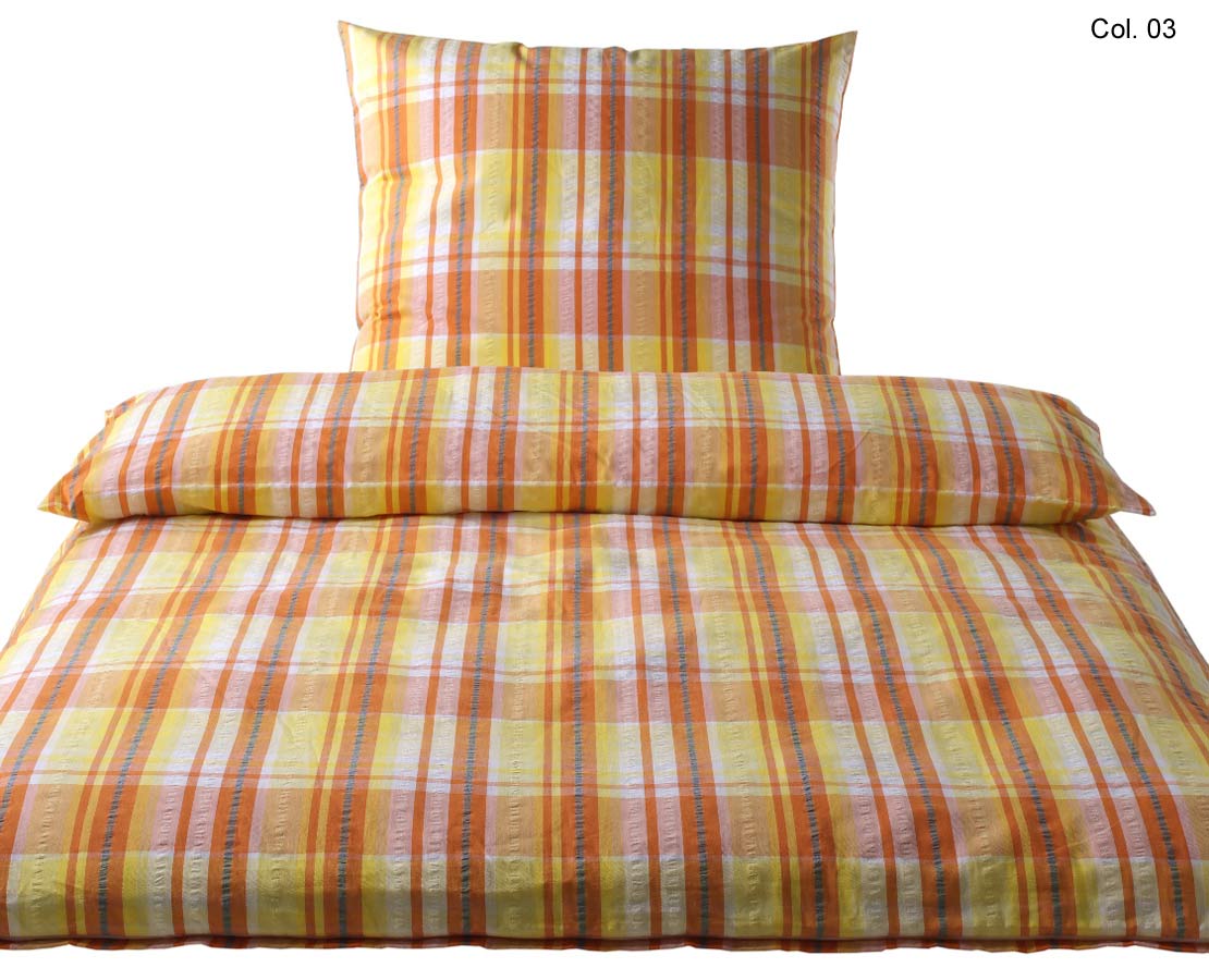 Elegante Seersucker-Bettw&auml;sche Edinburgh (7015) Kissenb.40x40cm muskat-braun