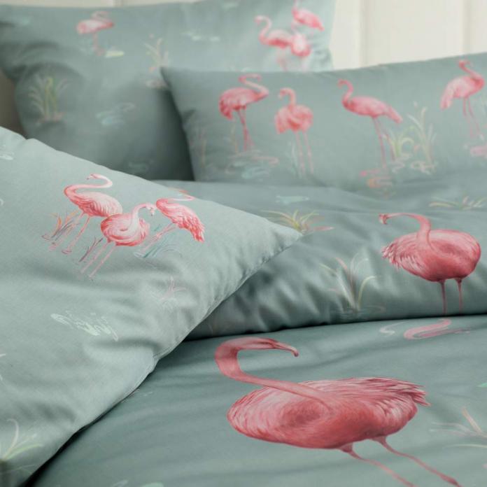 Elegante Seiden-Satin Bettwäsche Flamingo (2232)