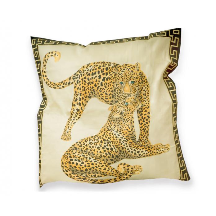 Elegante Maco-Satin-Kissenbezug Gepard Pair (2352) - natur