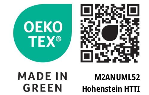 Oekotex Made in Green (Prüfnummer M2ANUML52)